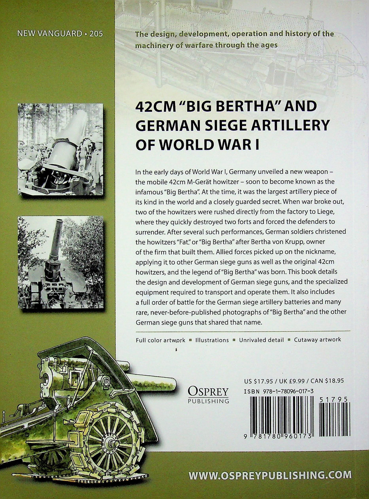 42cm 'Big Bertha' and German Siege Artillery of World War I: NEW Osprey New Vanguard