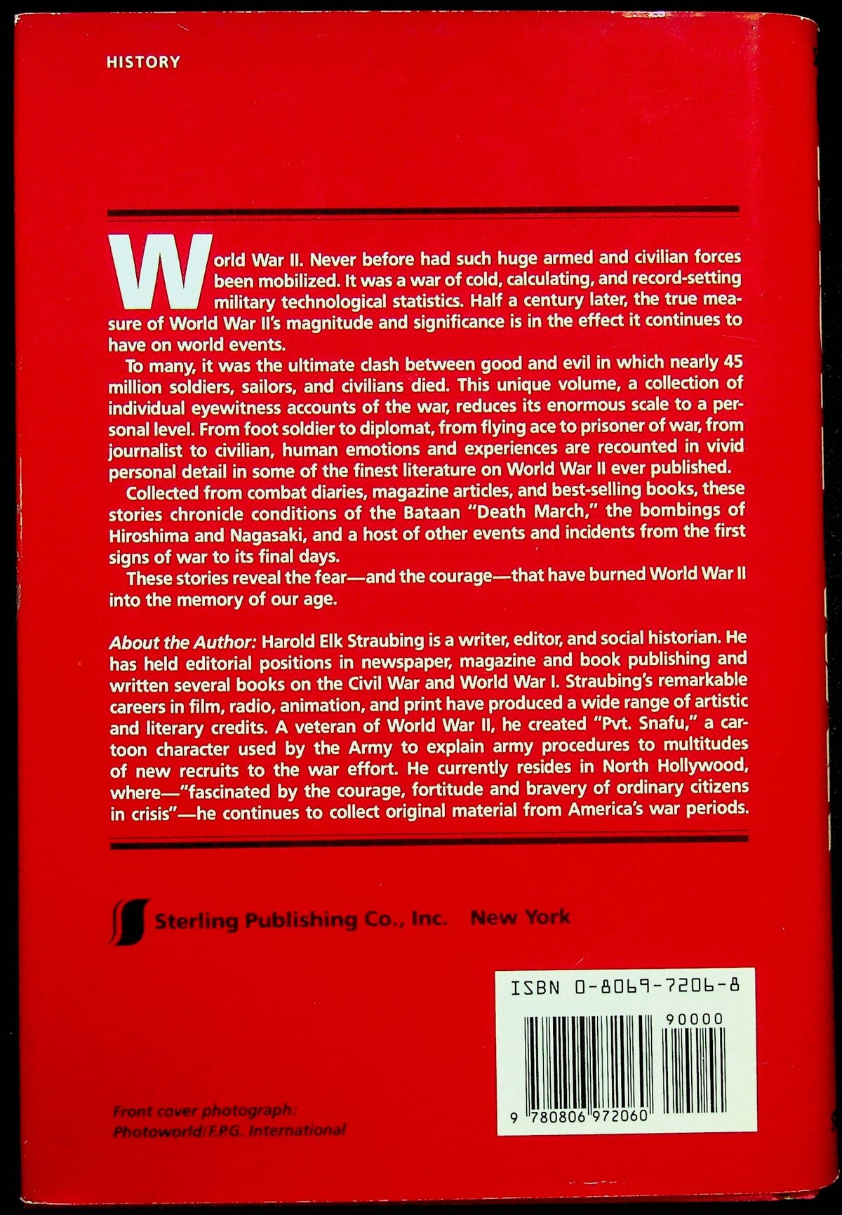 A Taste of War; Eyewitness Accounts of World War II by Harold E.Straubing: NEW 1992 1st HB