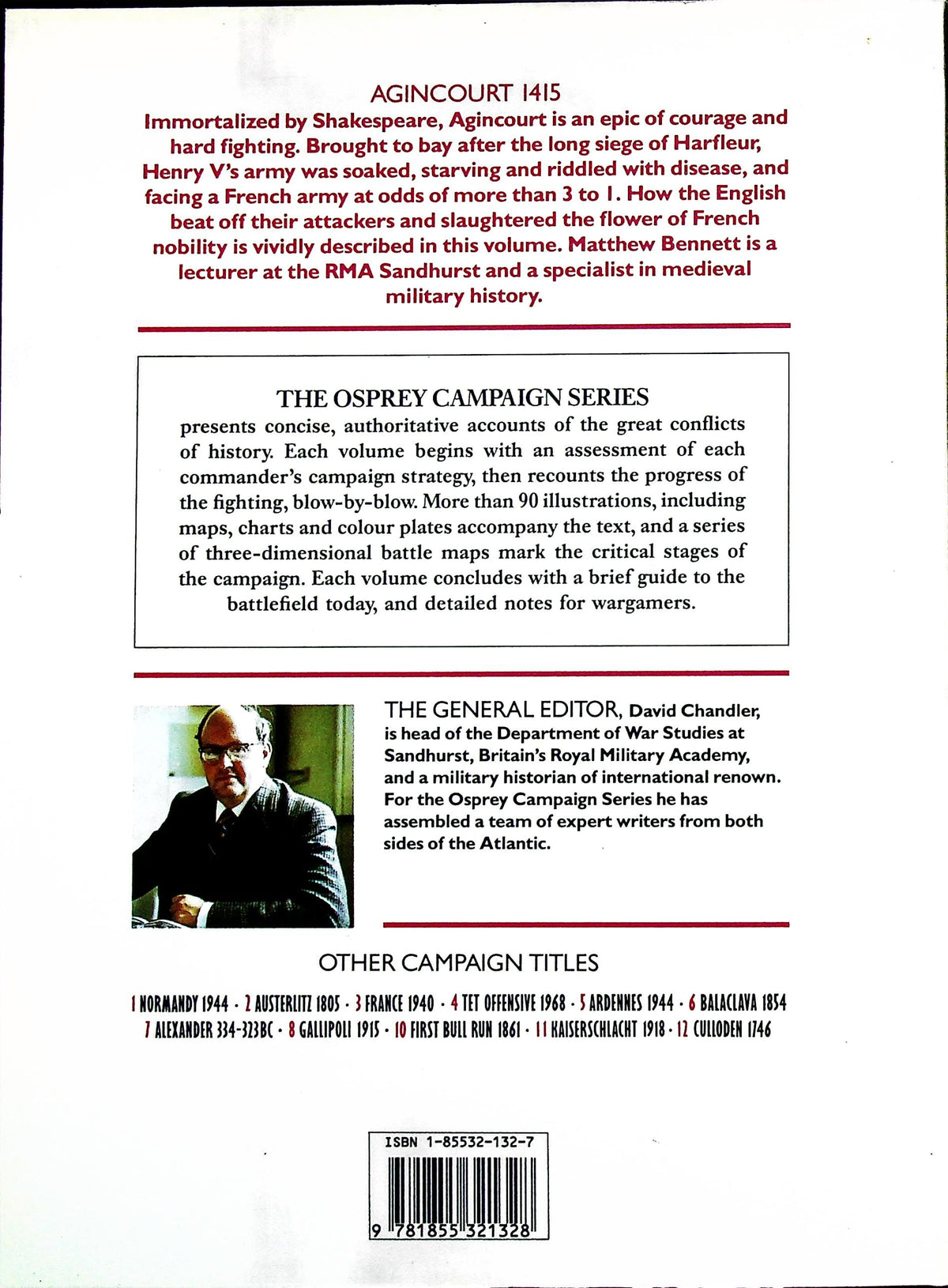 Agincourt 1415, Triumph Against The Odds by M.Bennett: Osprey Campaign Series