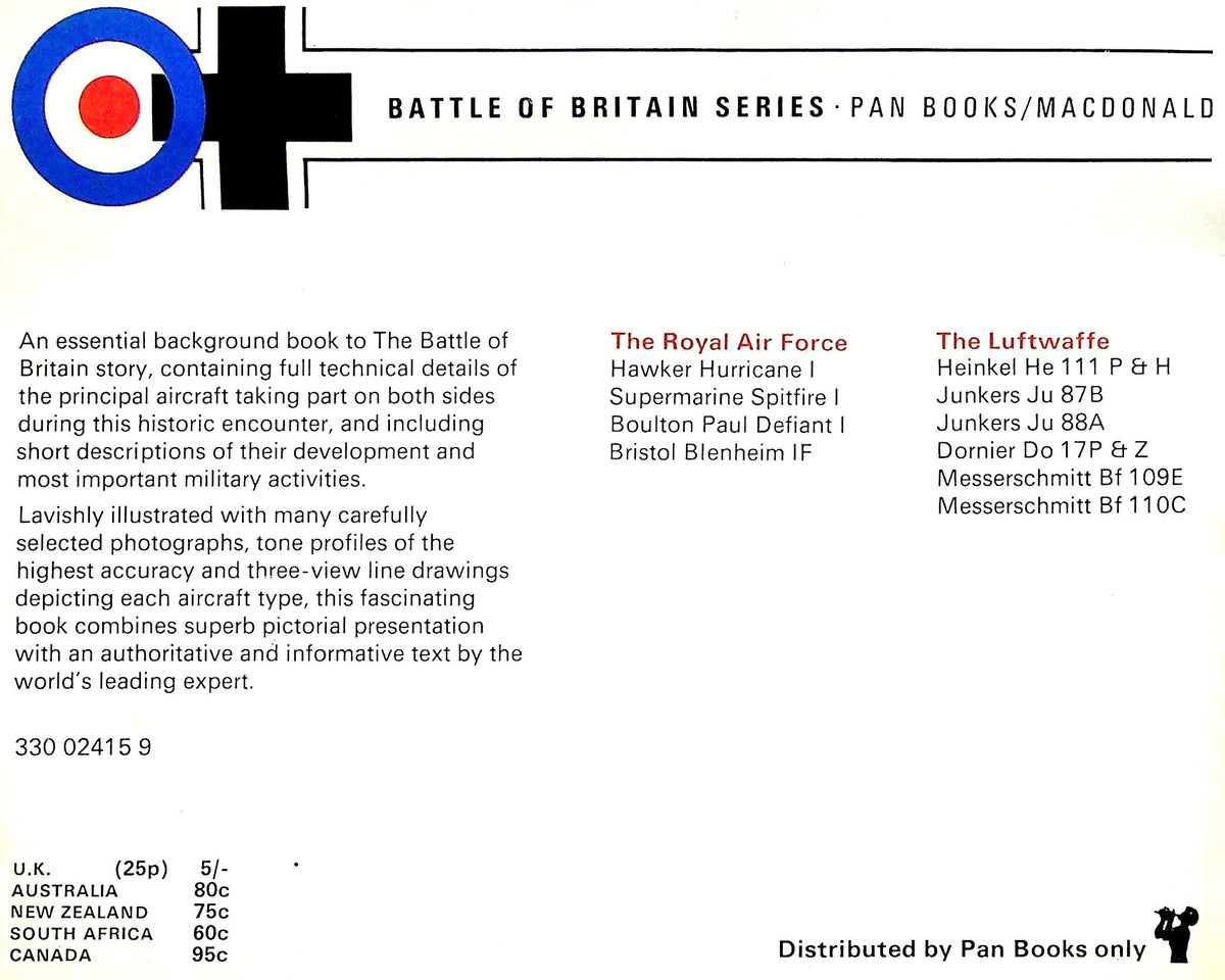Aircraft of The Battle of Britain by William Green: 1969 Softcover Trade Paperback