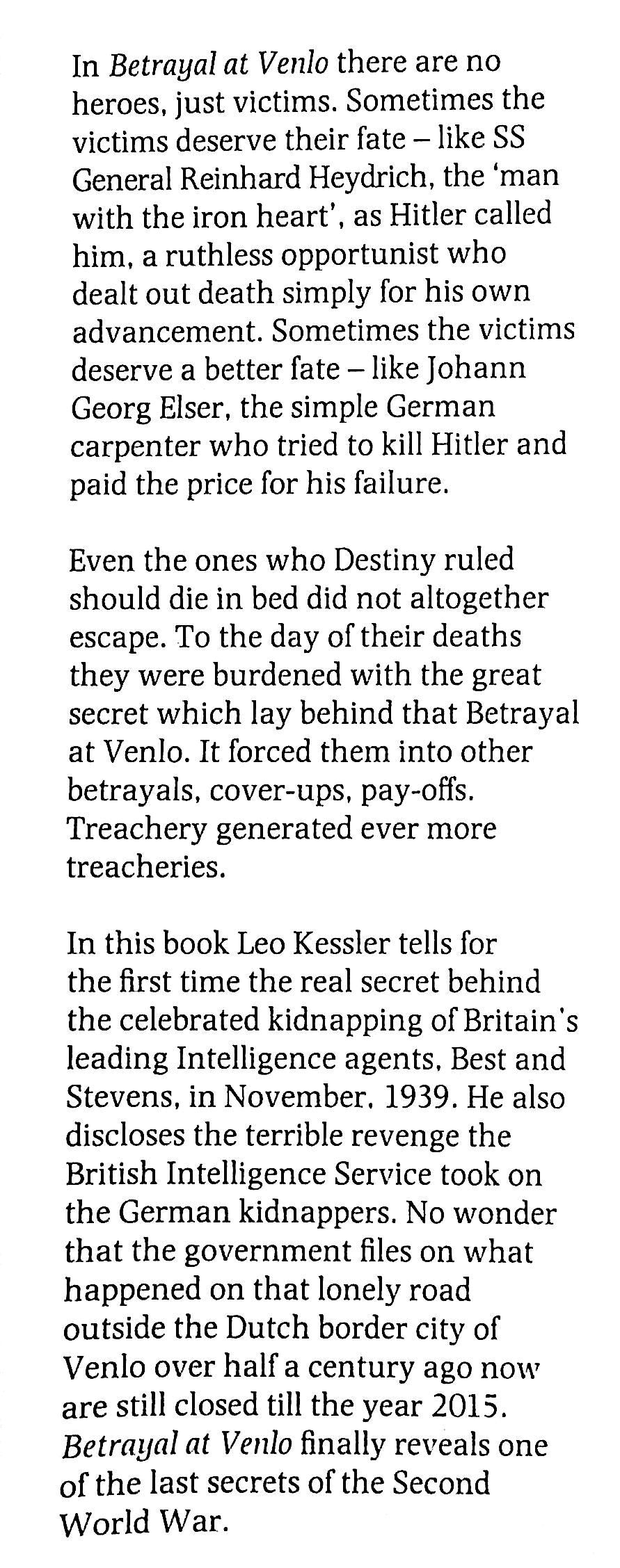 Betrayal at Venlo by Leo Kessler: NEW 1st 1991 Edition Hardback
