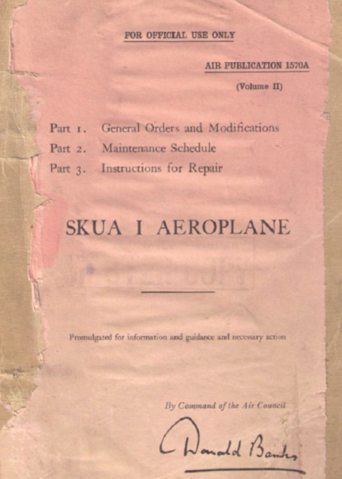 BLACKBURN SKUA MAINTENANCE MANUAL AP 1570A Vol.II Parts 2 & 3: SCHEDULE & REPAIR INSTRUCTI