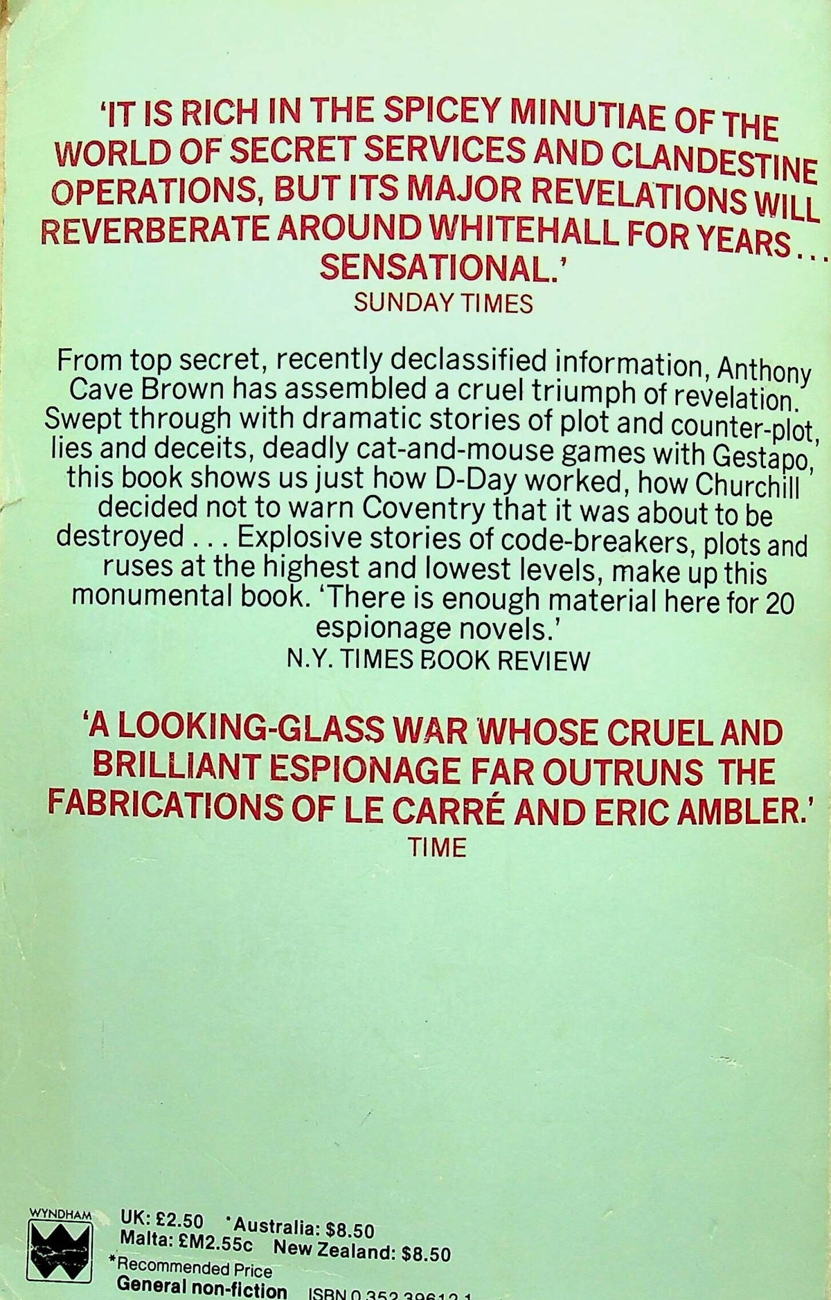 Bodyguard of Lies by Anthony Cave Brown: 1977 Paperback