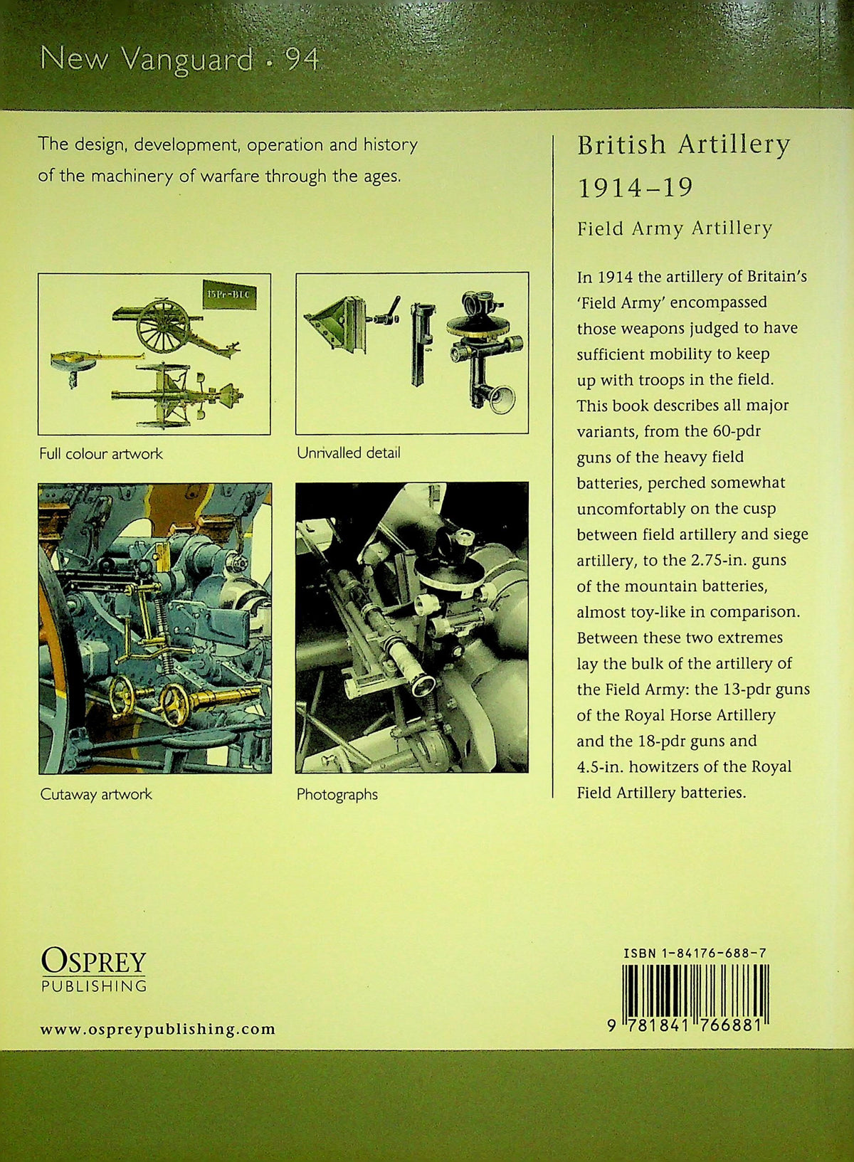 British Artillery 1914-19, Field Army Artillery by Dale Clarke: NEW Osprey New Vanguard