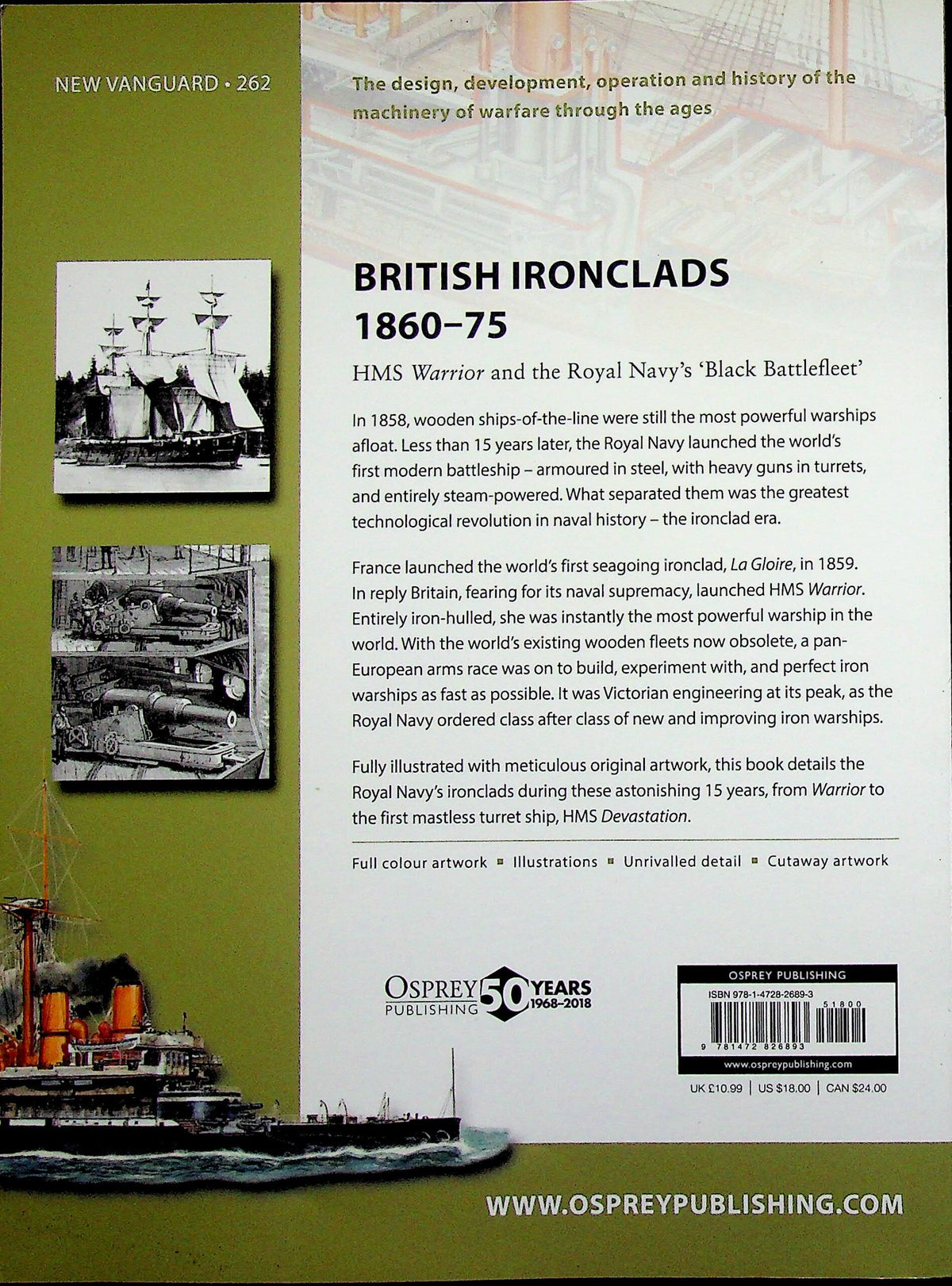 British Ironclads 1860–75 by A.Konstam: NEW Osprey New Vanguard