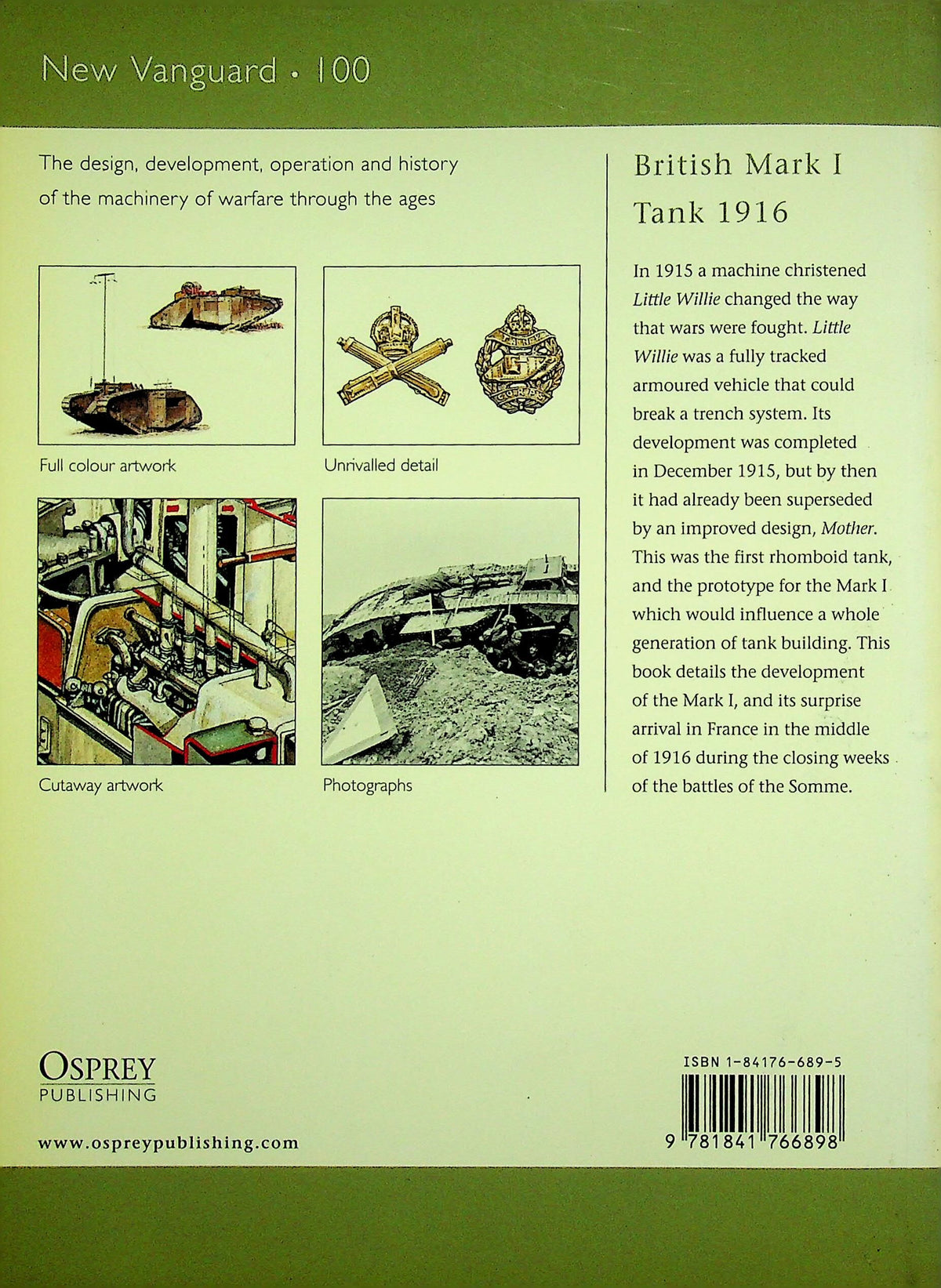 British Mark I Tank by David Fletcher: NEW Osprey New Vanguard