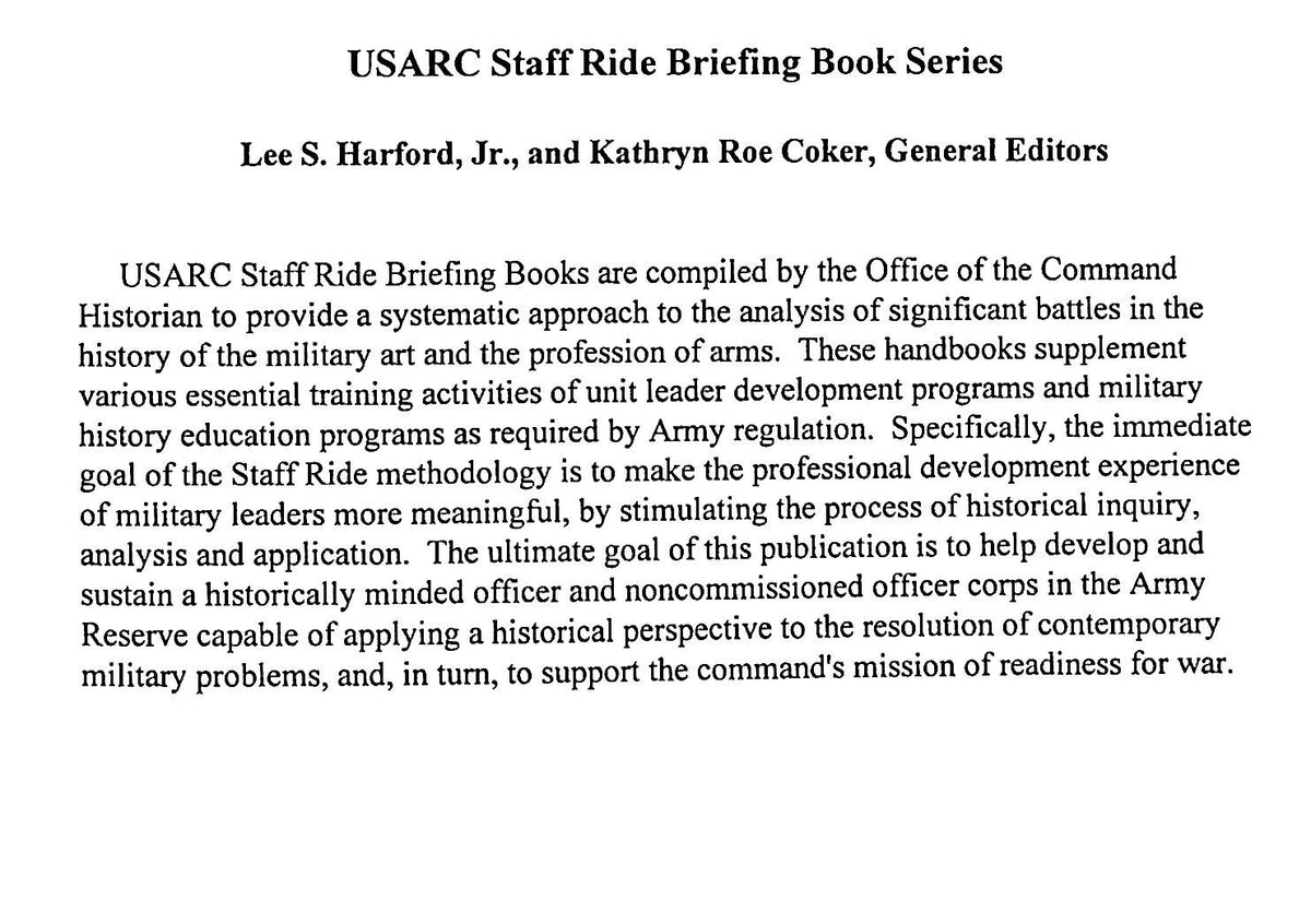 Chickamauga Staff Ride Briefing Book by HQ, US Army Reserve Command: NEW 1995 Soft Cover