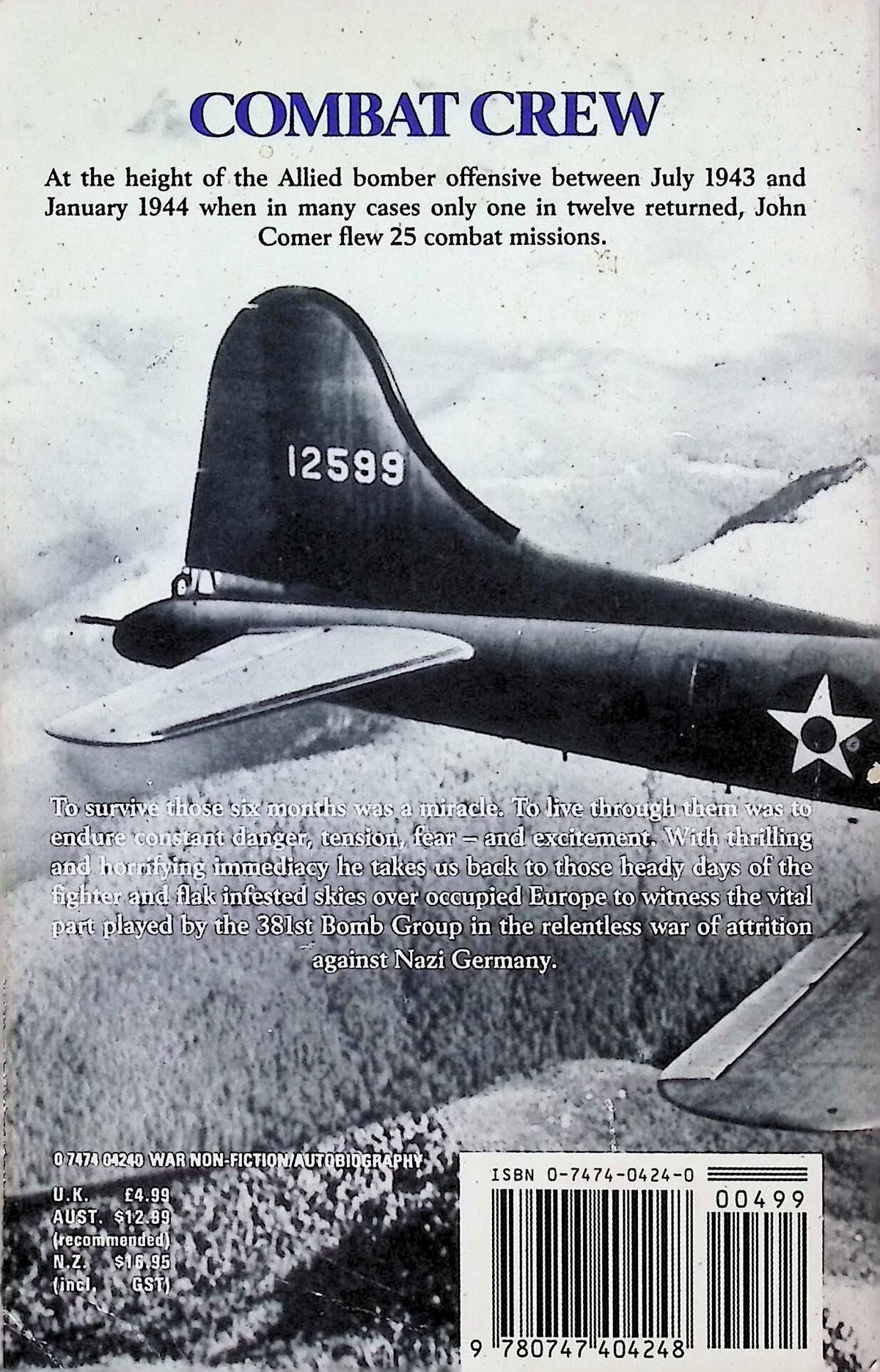 Combat Crew: John Comer 1989 paperback