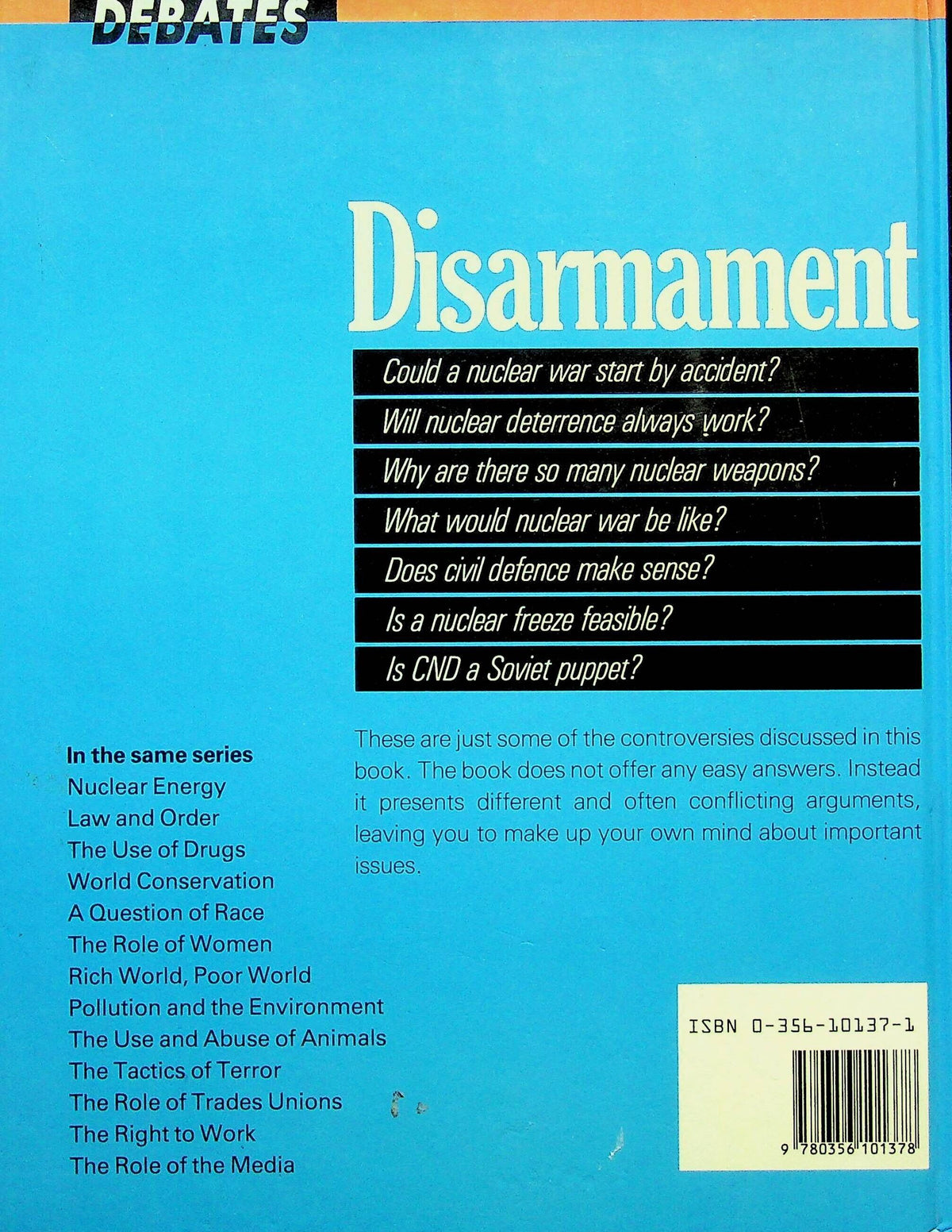 Disarmament by Christy Campbell 1986 Hardback