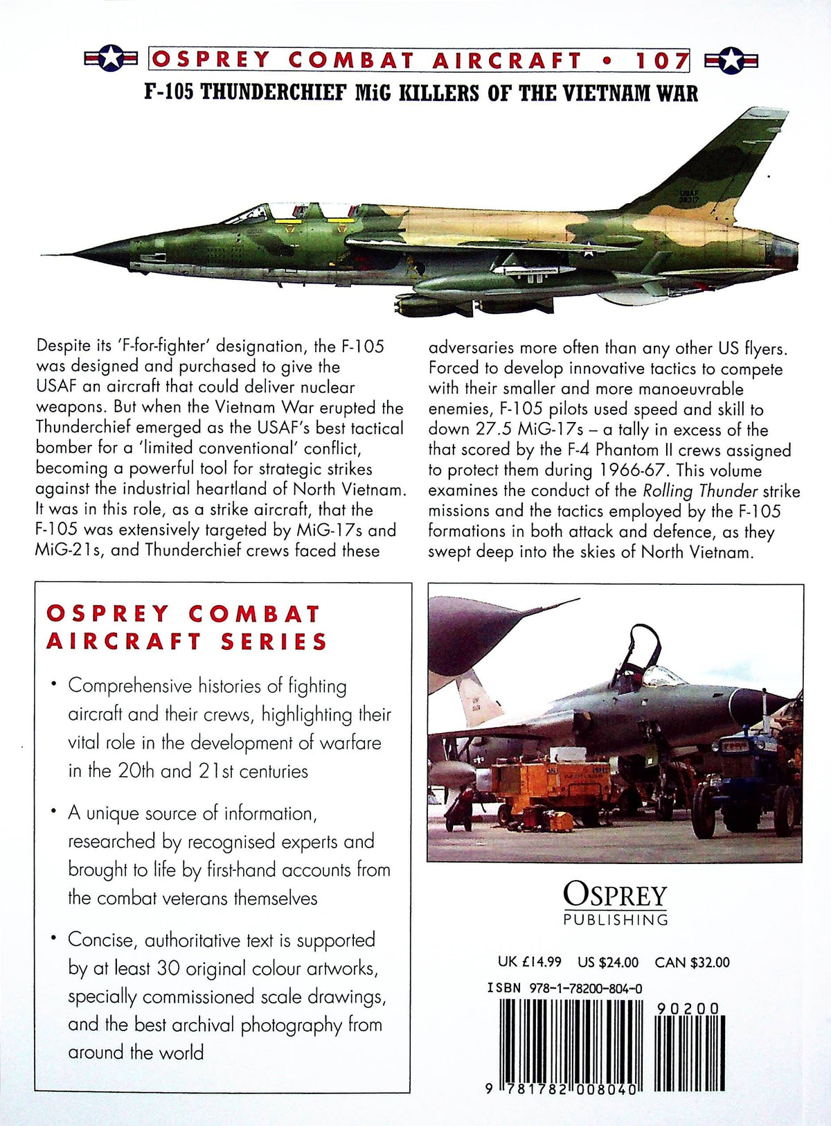 F-105 Thunderchief MiG Killers of The Vietnam War: Osprey Combat Aircraft #107 New