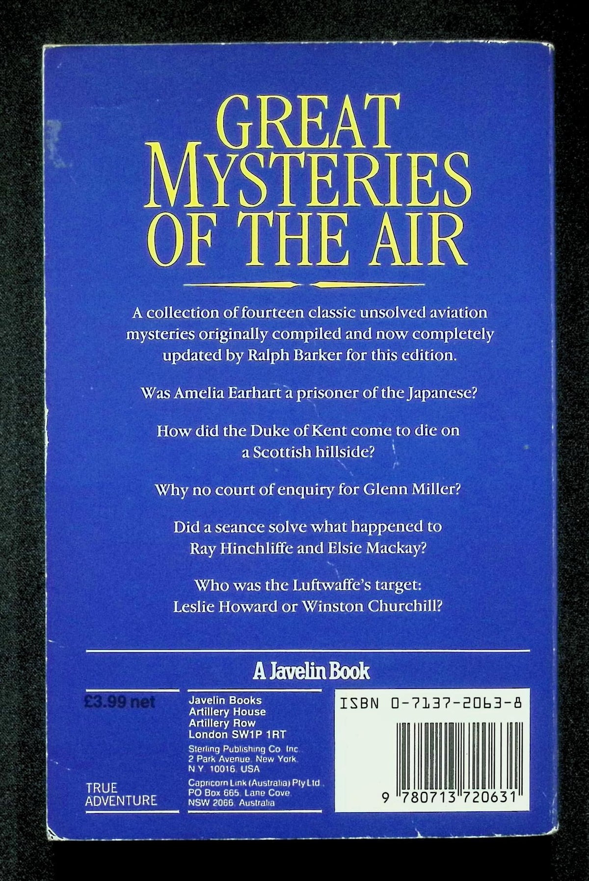 Great Mysteries of The Air by Ralph Barker: 1966 First Edition Paperback