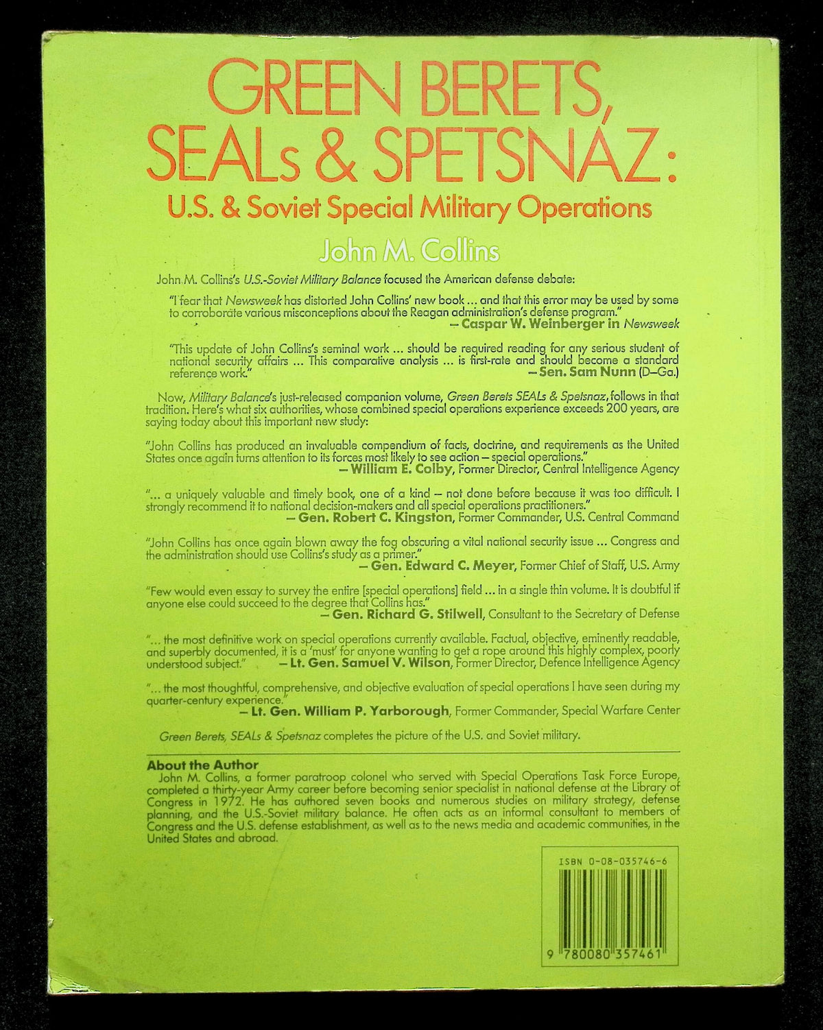 Green Berets, SEALS & Spetsnaz by John Collins: NEW 1988 Softcover Trade Paperback