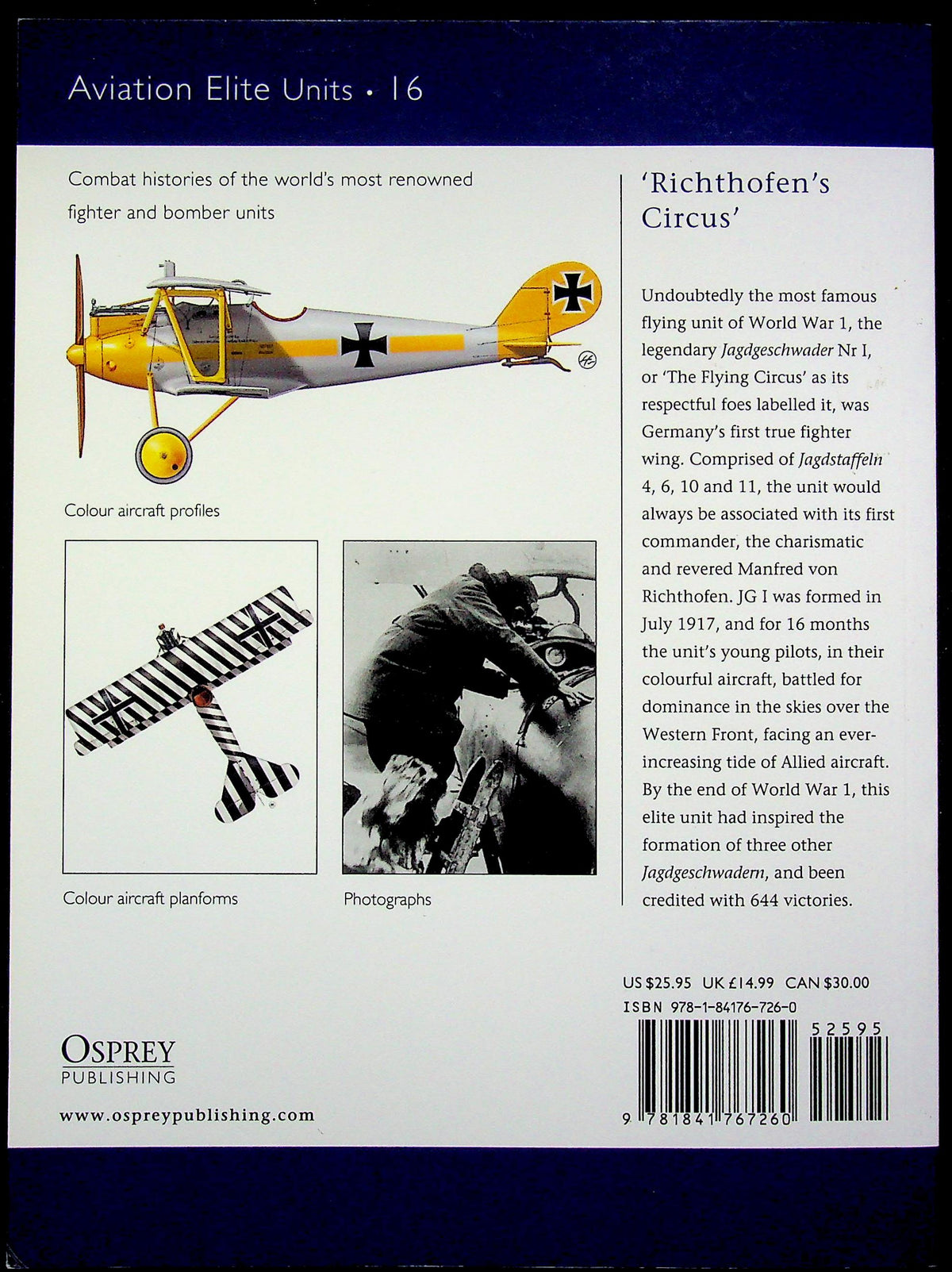 'Richthofen's Circus' Jagdgeschwader #1 by Greg VanWyngarden: NEW 2004 Osprey AEU #16 German WW1 Outstanding Fighter Unit