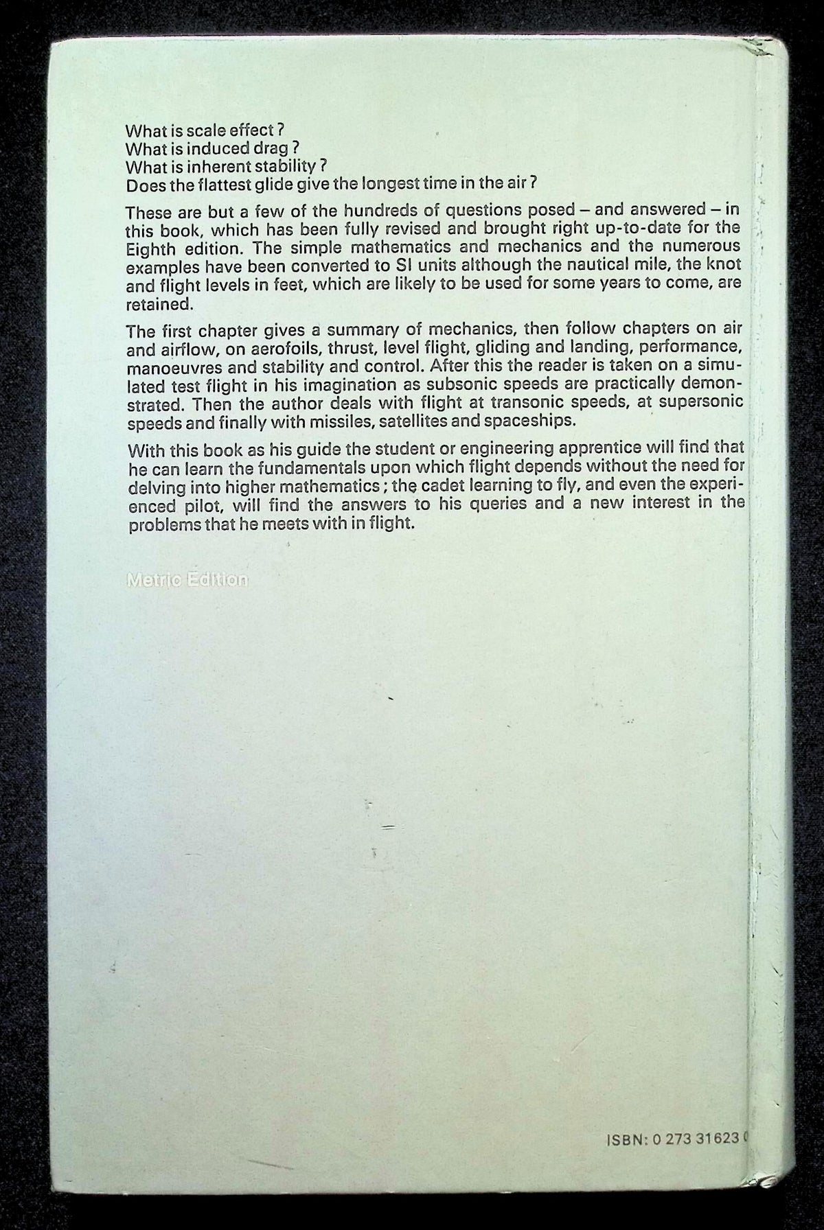 Mechanics of Flight, Introduction to Aeronautical Engineering by AC Kermode: 1976 Hardback