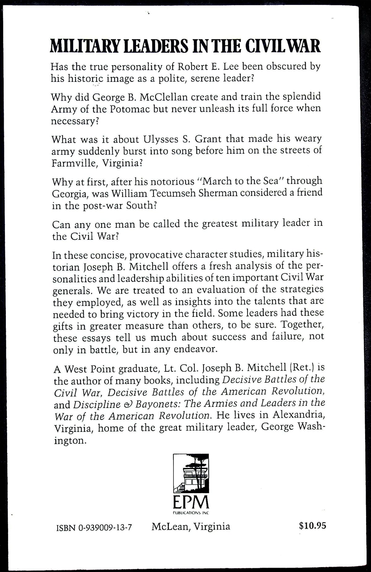 Military Leaders in the Civil War by Joseph B.Mitchell: NEW 1972 First Edition Paperback