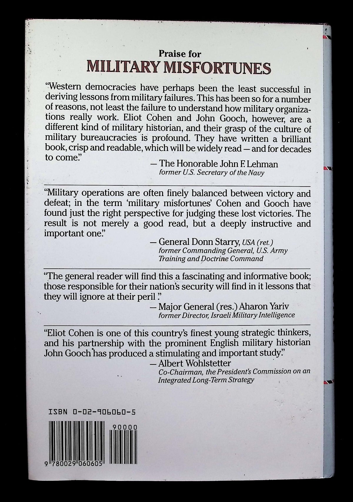 Military Mistortunes by Eliot Cohen & John Gooch: NEW 1990 First Edition Hardback