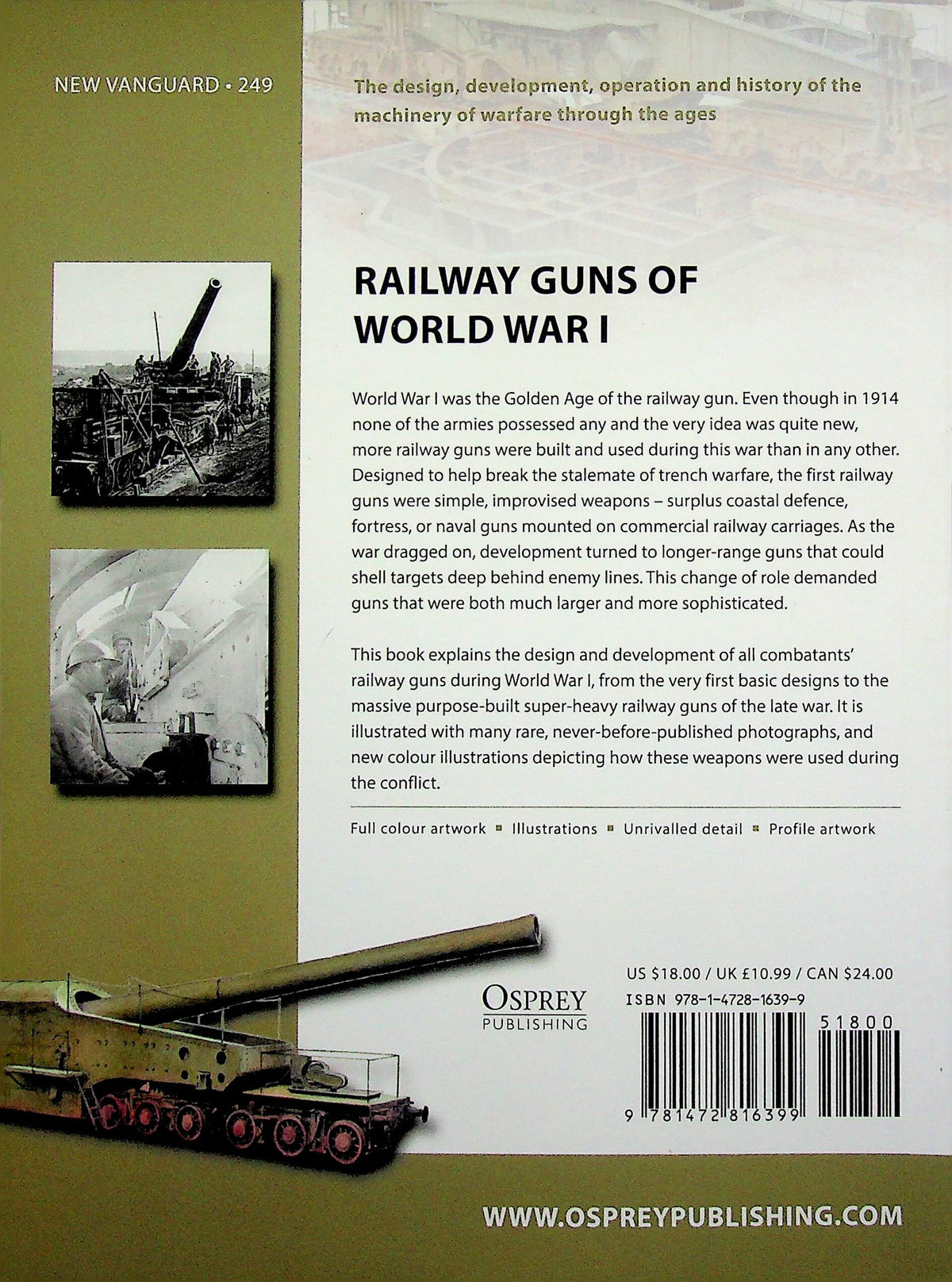 Railway Guns of World War I by Romanych & Heuer: NEW Osprey New Vanguard