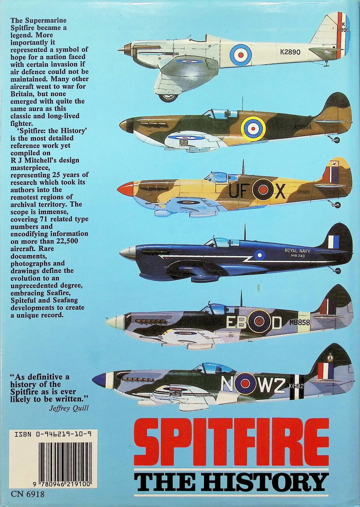 Spitfire; The History by Eric Morgan & Edward Shacklady 1988 1st edition hardback