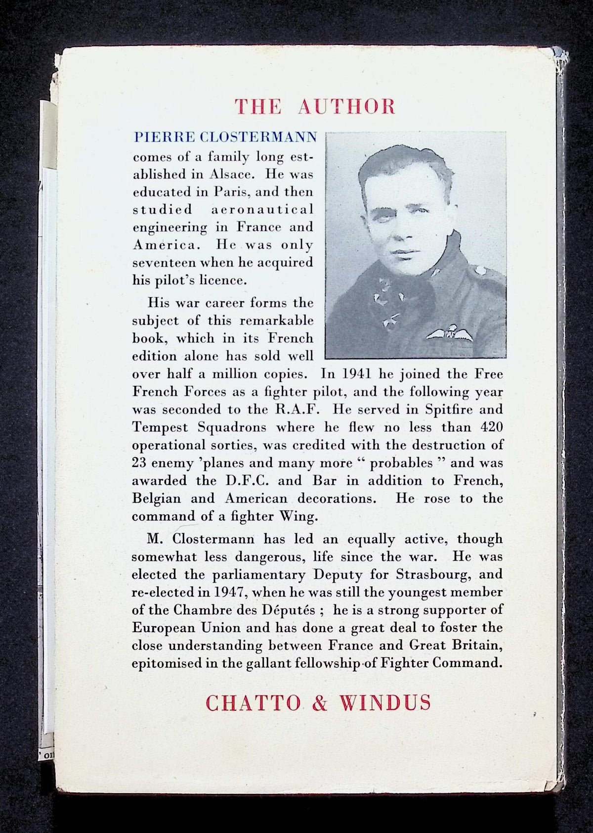The Big Show by Pierre Clostermann DFC: 1954 Hardback plus period dust jacket