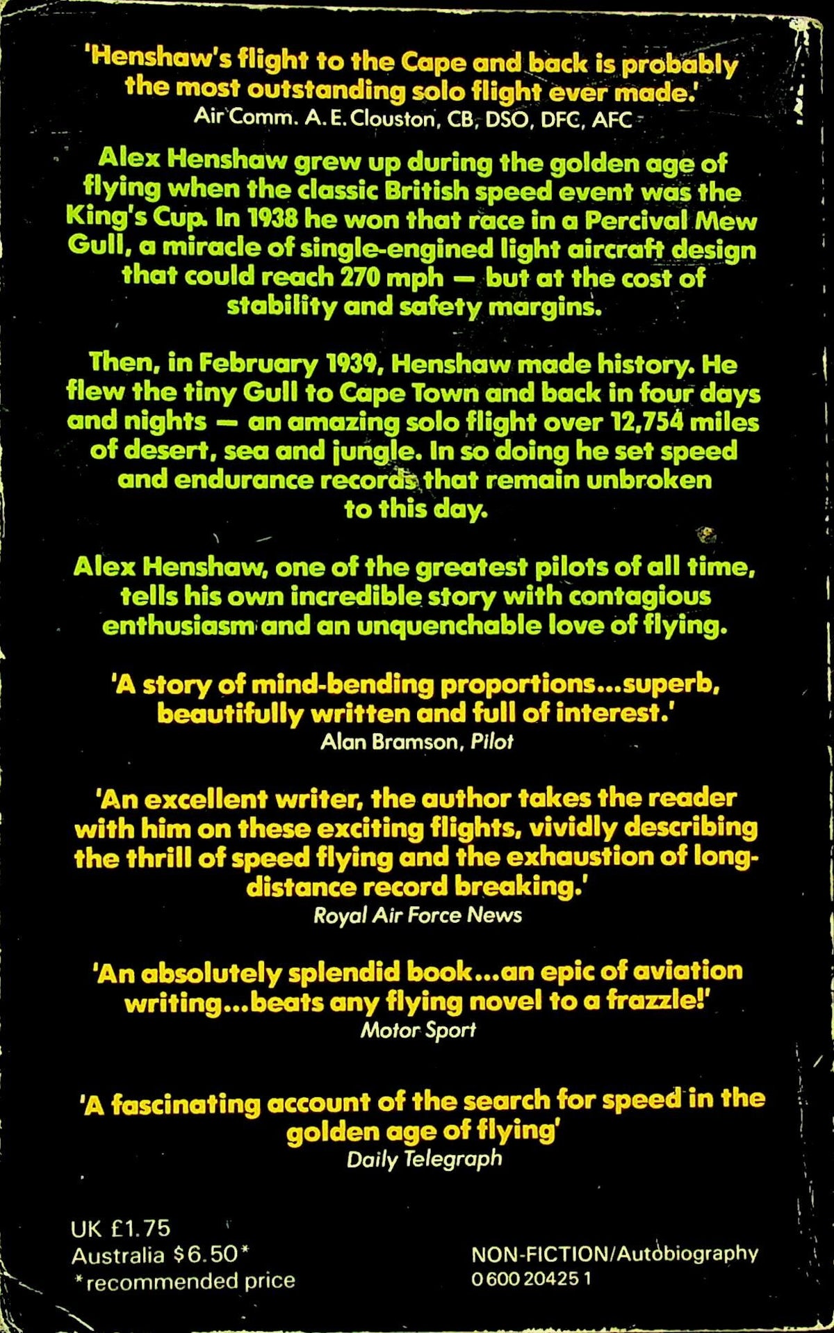 The Flight of The Mewgull: Alex henshaw 1981 paperback