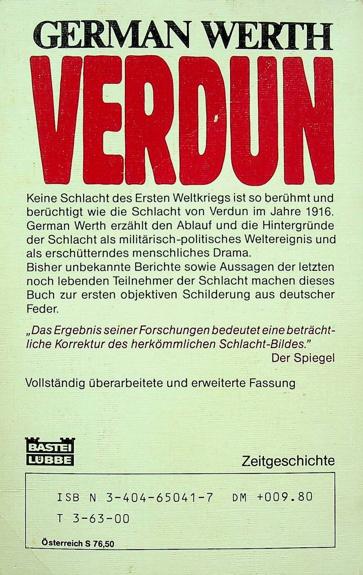 Verdun, Die Schlacht und der Mythos by German Werth: 1984 German Language Paperback