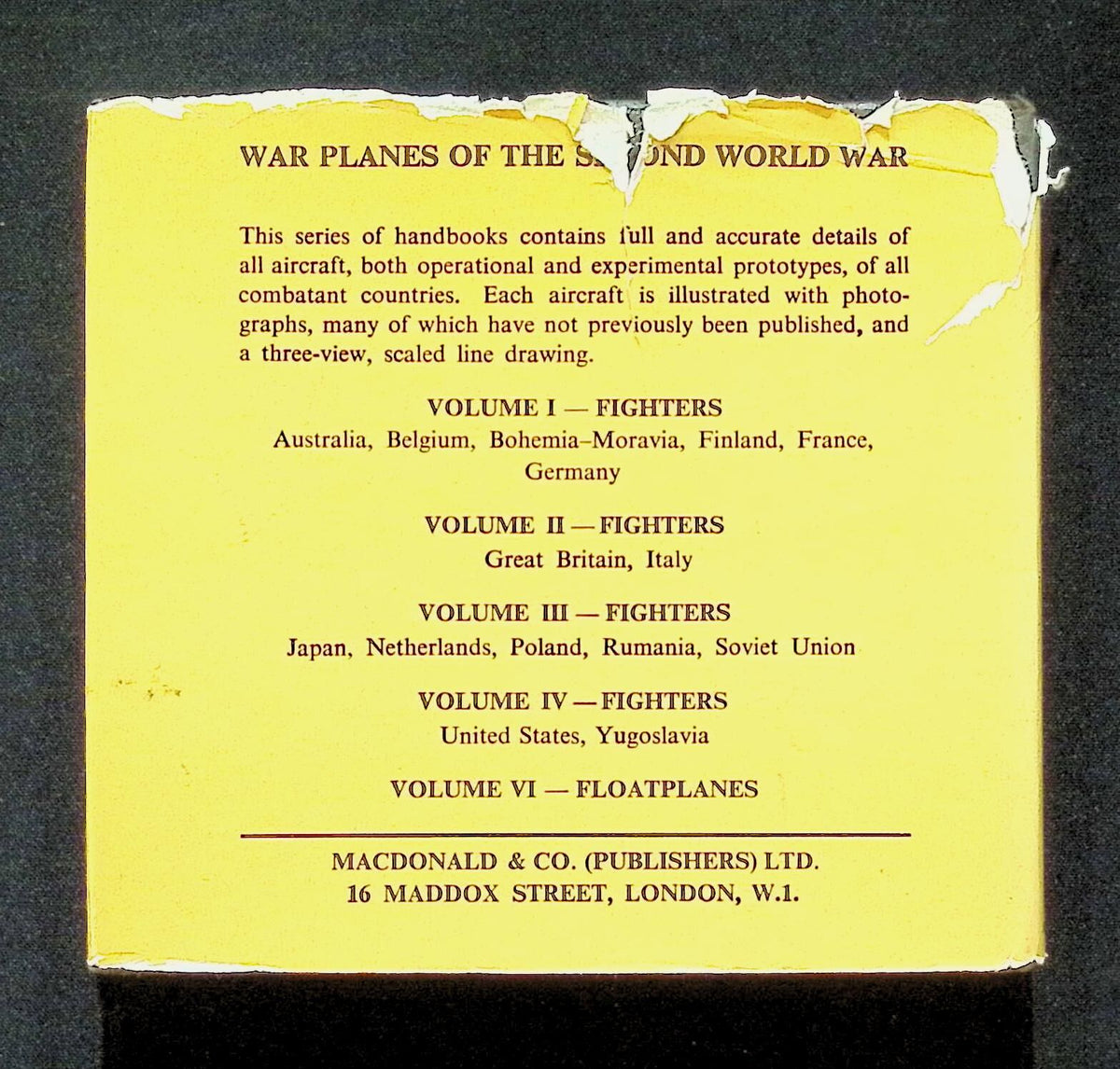 War Planes of the Second World War: Volume 5 Flying Boats by W. Green: 1962 First Ed HB