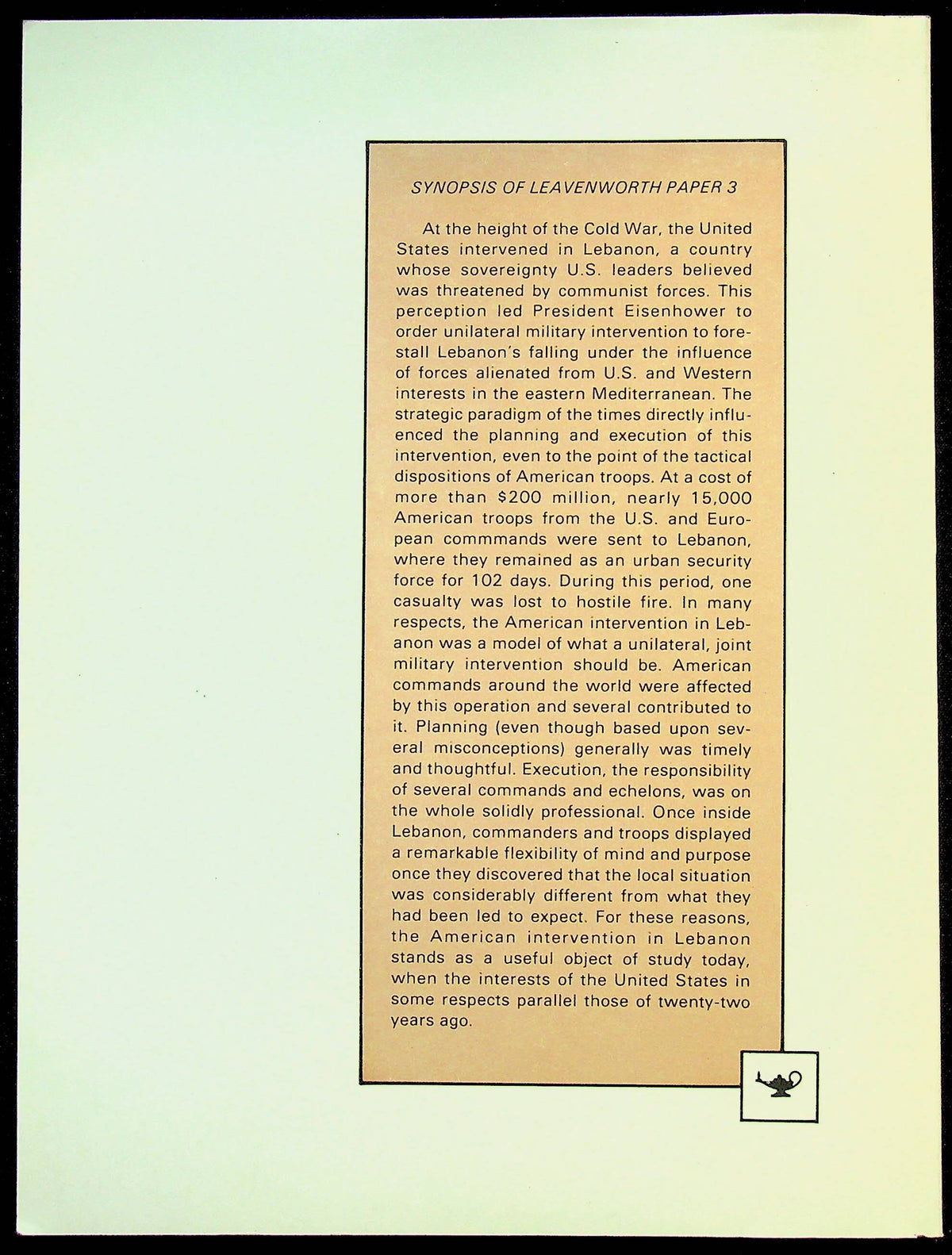 Watershed at Leavenworth, Eisenhower & The Command and General Staff School by MC Bender