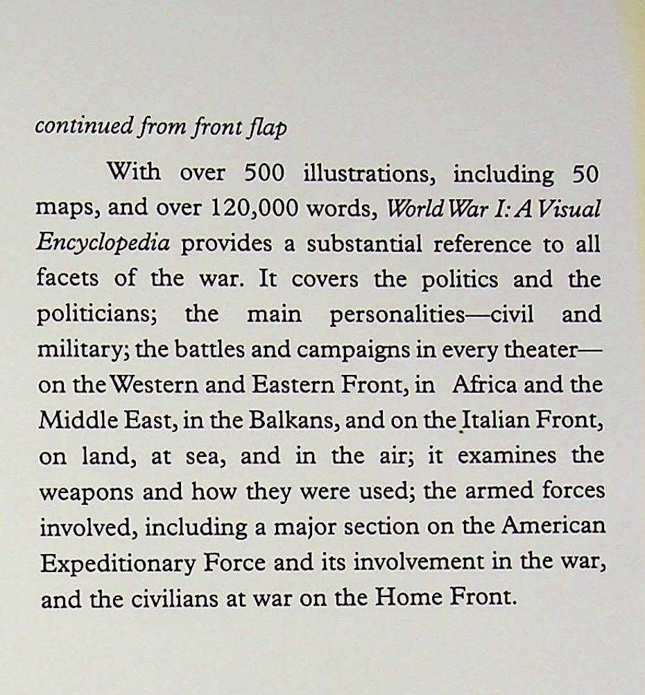 World War I: A Visual Encyclopedia: Simon Forty 2002 FIrst Edition Hardback Very Good