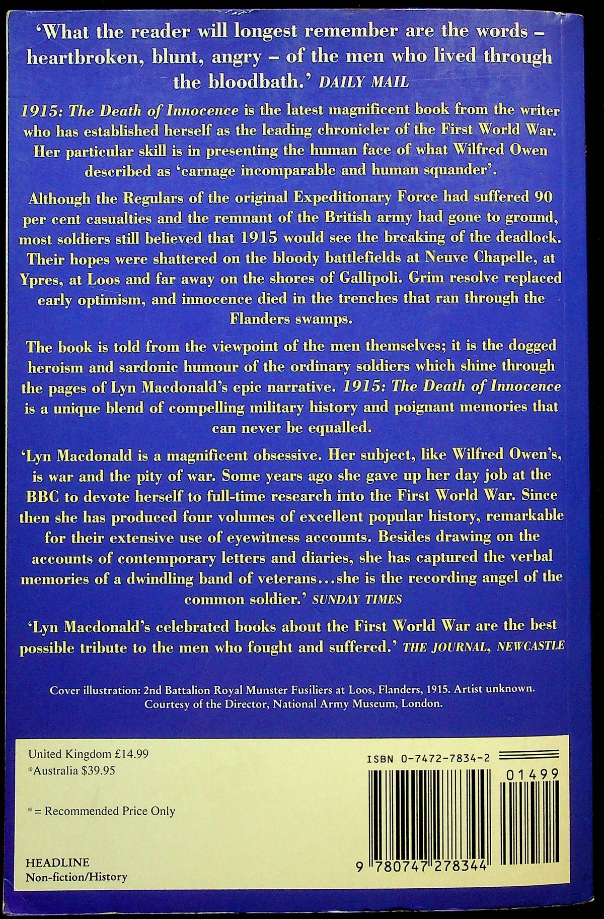1915 The Death of Innocence by Lyn Macdonald: 1994 First Edition Paperback
