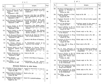 1939 Record of the Official Foreign Office Documents concerning the the Outbreak of WWII