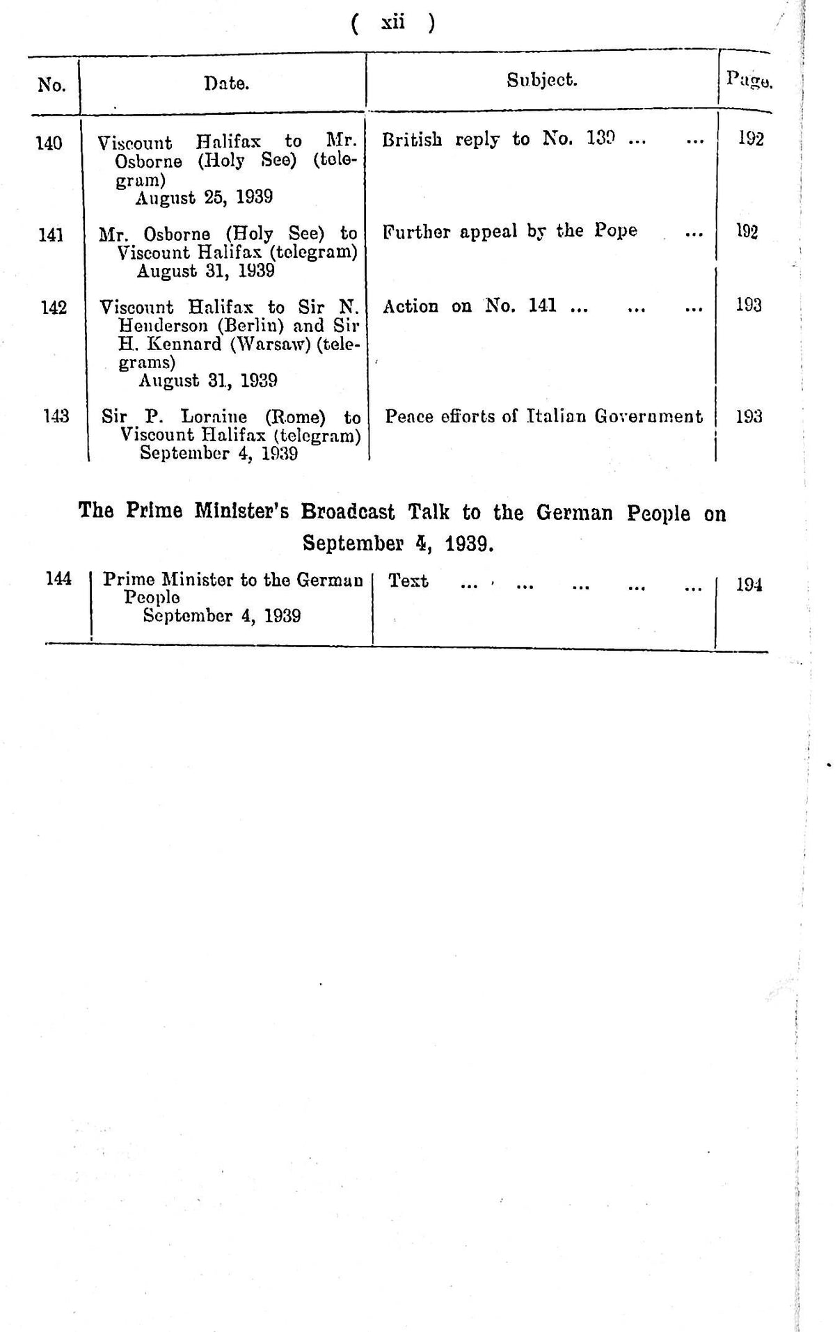 1939 Record of the Official Foreign Office Documents concerning the the Outbreak of WWII