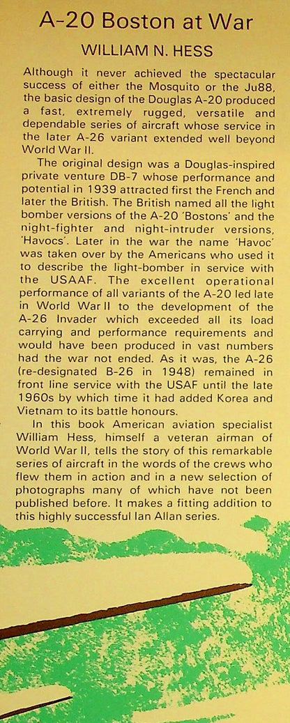 A-20 Boston at War by William Hess: 1979 First Edition Hardback