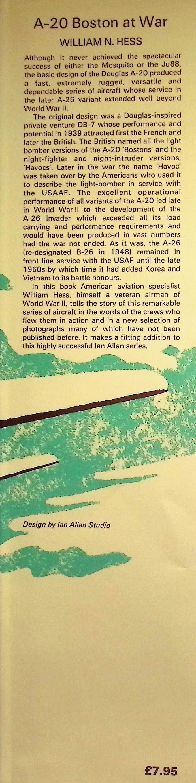 A-20 Boston at War by William N Hess: NEW 1979 First Edition Hardback