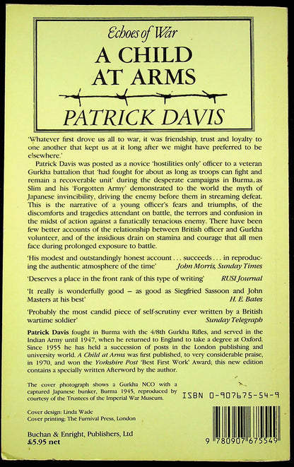 A Child at Arms by Patrick Davis: NEW 1985 First Edition Paperback