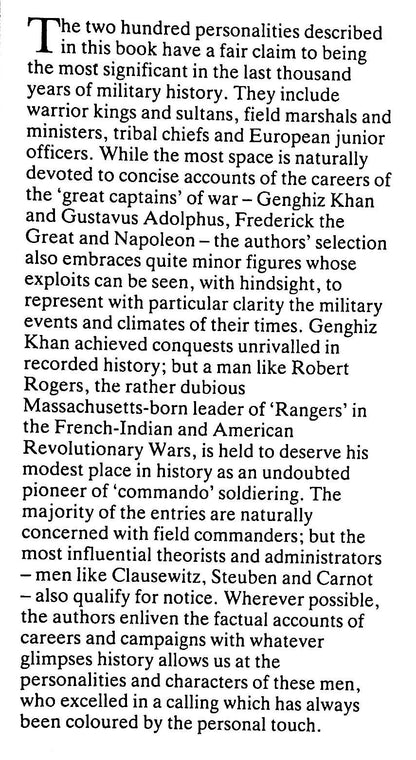 A Concise Dictionary of Military Biography by M.Windrow & F.K.Mason: 1990 Revised Ed. HB