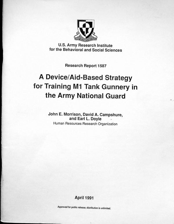 A Device-Based Strategy for Training M1 Tank Gunnery in the Army National Guard: ARI 1991