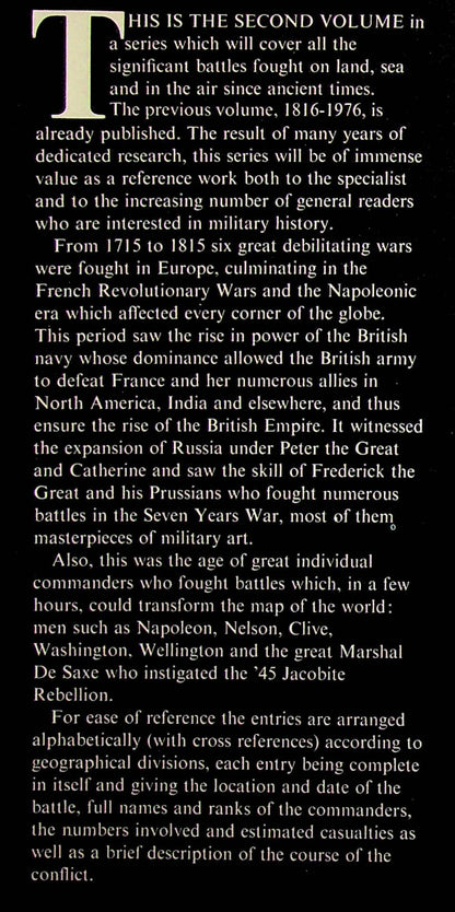 A DICTIONARY OF BATTLES: 1715 - 1815