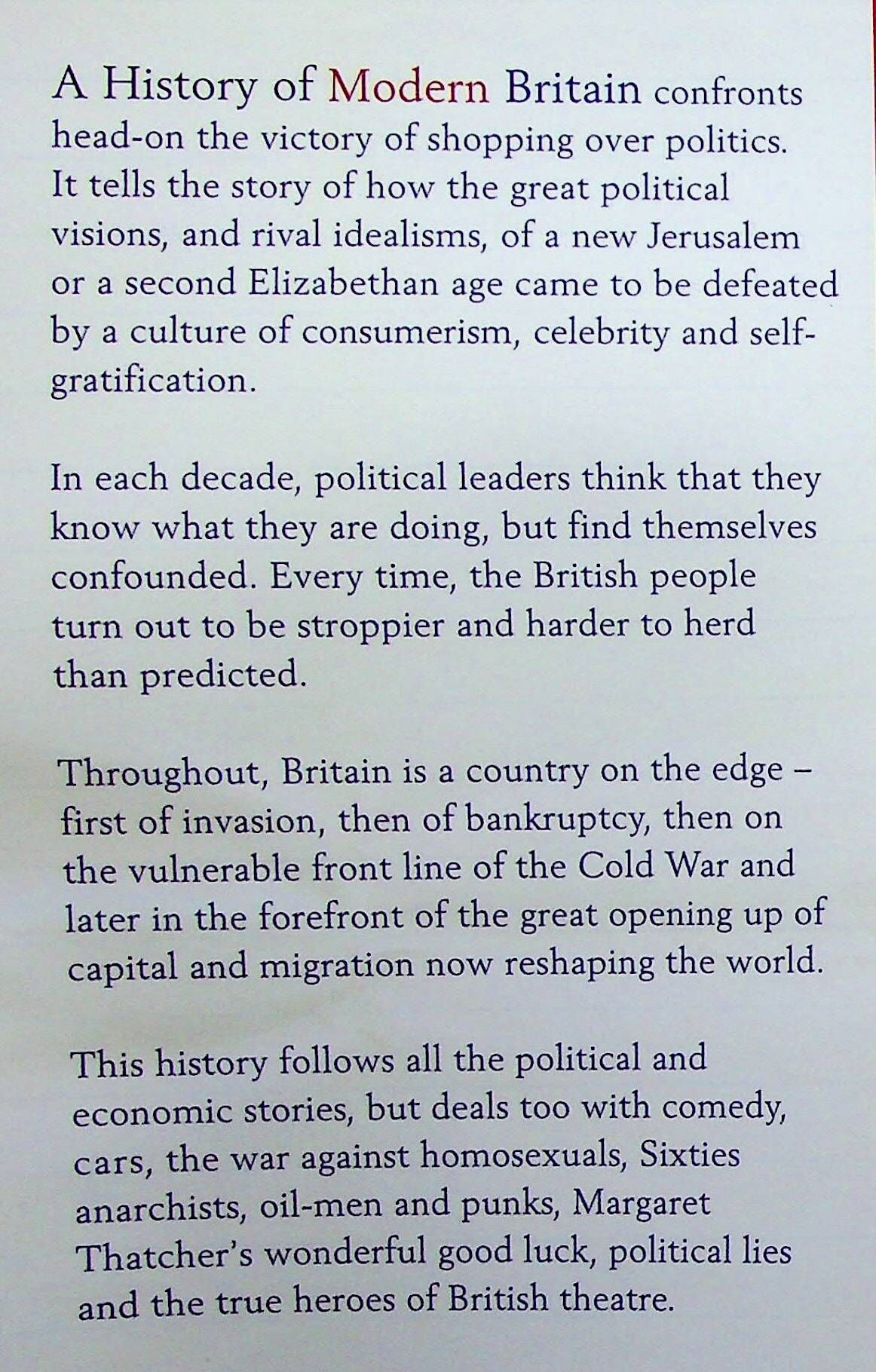 A History of Modern Britain by Andrew Marr: 2007 First Edition