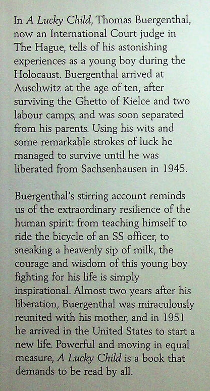 A Lucky Child: Surviving Auschwitz as a Young Boy by Thomas Buergenthal: 2009 1st Ed.HB