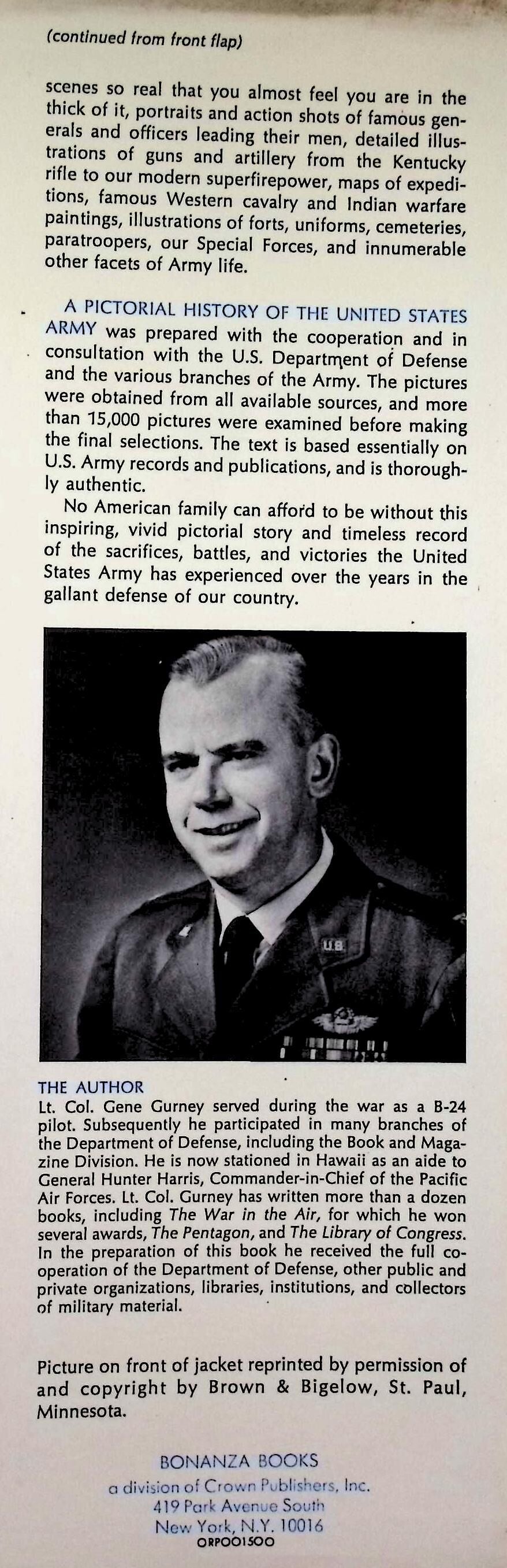 A Pictorial History of The United States Army by Genen Gurney: 1966 First Edition Hardback