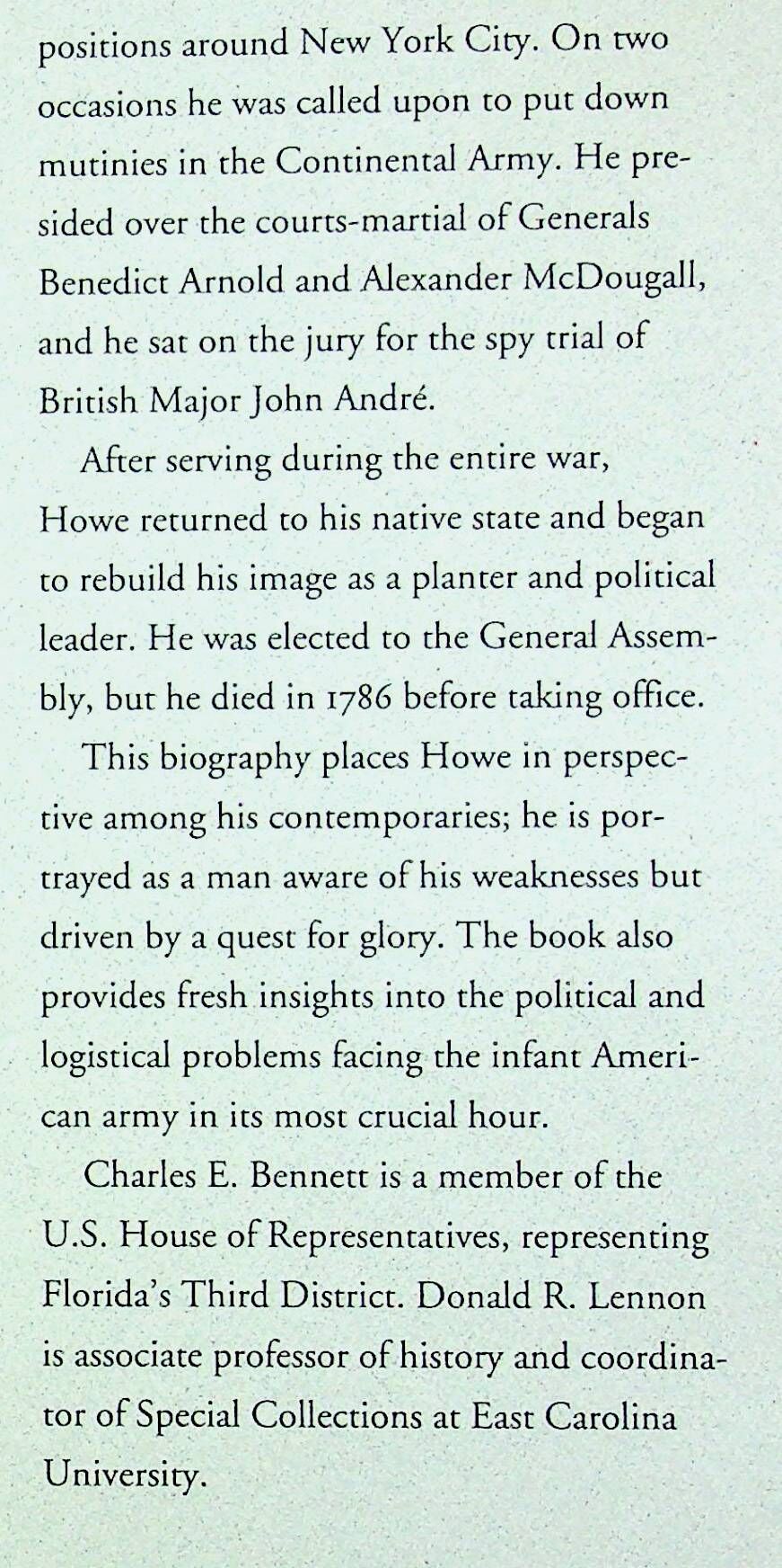 A Quest for Glory-Maj.Gen.R.Howe & the American Revolution by CE Bennet & DR Lennon 1991