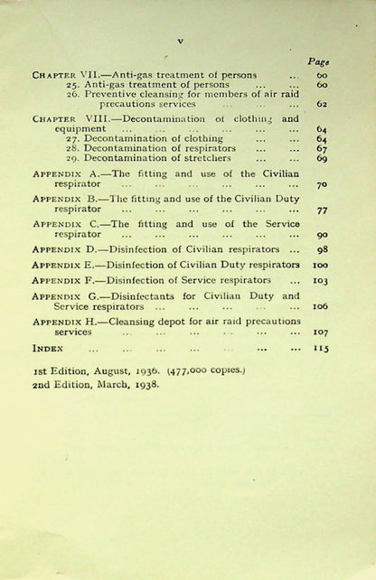 Air Raid Precautions Handbook No.1 2nd Ed.: Personal Protection Against Gas/ 1938 Hardback