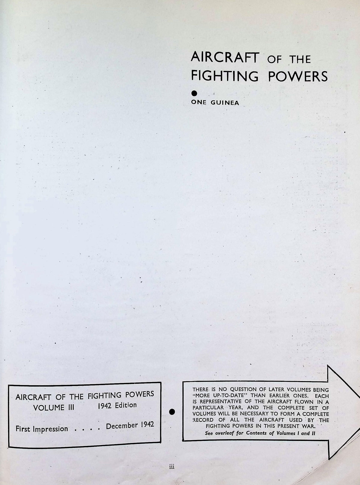 Aircraft of The Fighting Powers Volume 3: H Cooper O Thetford Russell 1942 1st ed hb