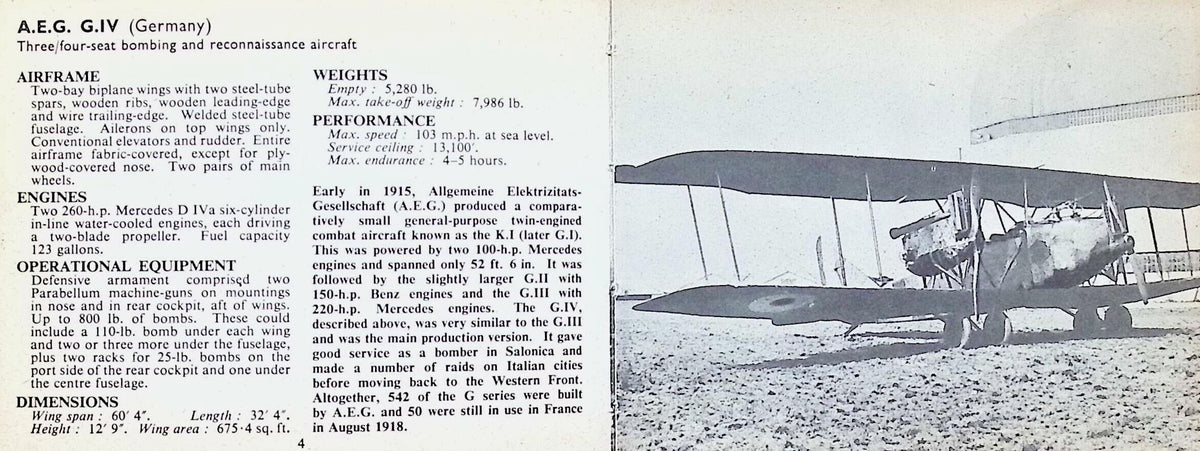 Aircraft of World War I by John WR Taylor: 1963 First Edition Hardback