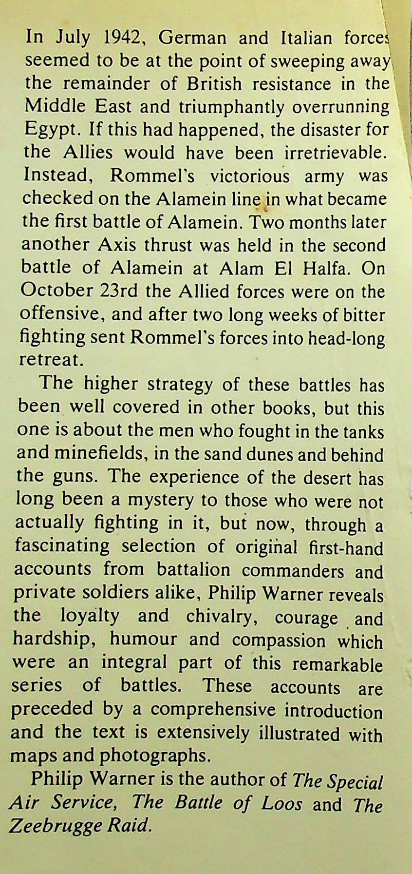 ALAMEIN by Philip Warner: 1979 First Edition Hardback