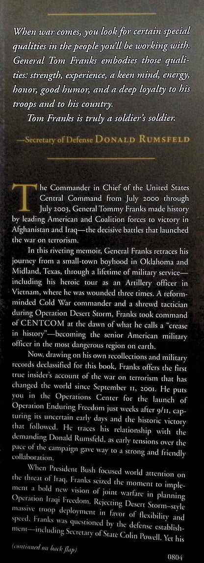 American Soldier by General Tommy Franks: NEW 2004 First Edition