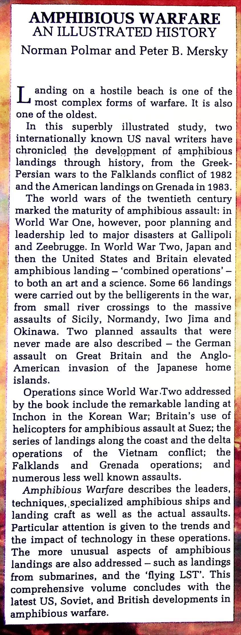 Amphibious Warfare: NEW 1988 First Edition Hardback + DJ