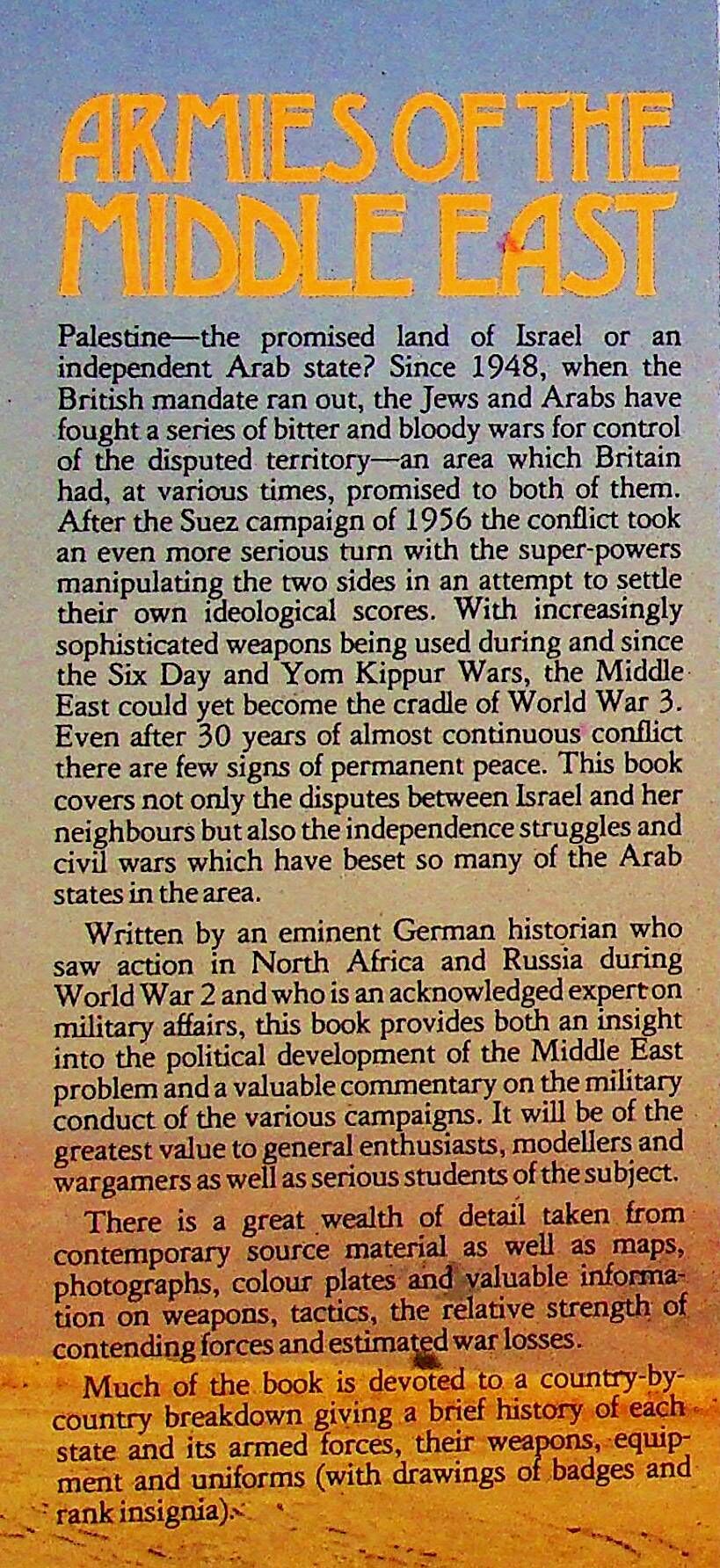 Armies of the Middle East by Otto von Pivka: NEW 1979 Hardback