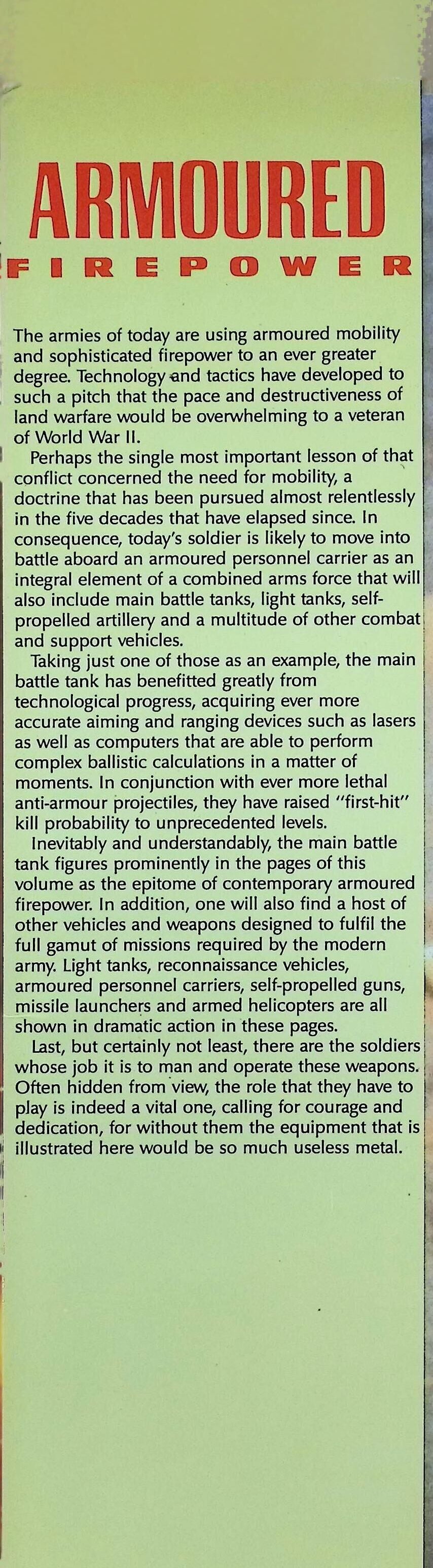 Armoured Firepower by Lindsay Peacock: 1997 First Edition Hardback