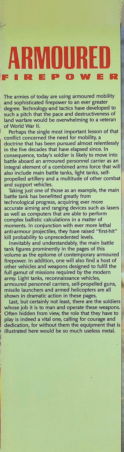 Armoured Firepower by Lindsay Peacock: 1997 First Edition Hardback